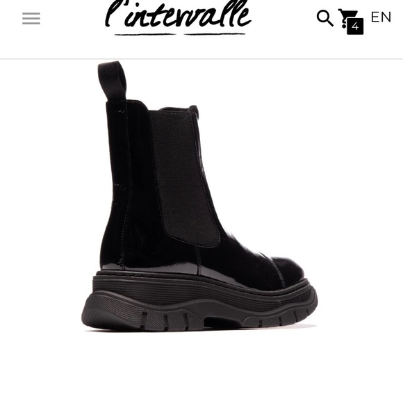 L’INTERVALLE Black Naplack Lug Sole Shoes - Picture 3 of 8